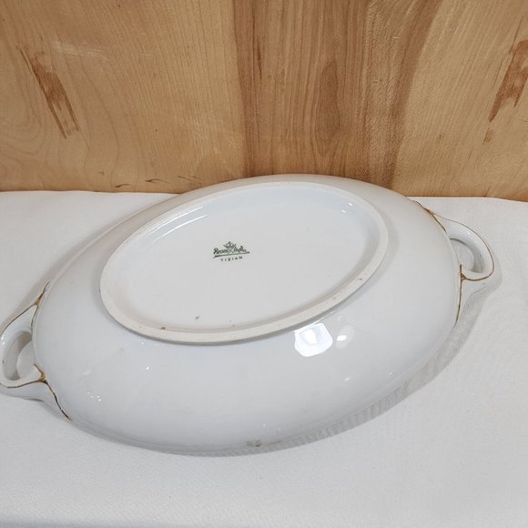 Rosenthal Bavaria Pink Roses Oval Serving Bowl 13.25" handles Donatello 1930s an - Picture 8 of 11